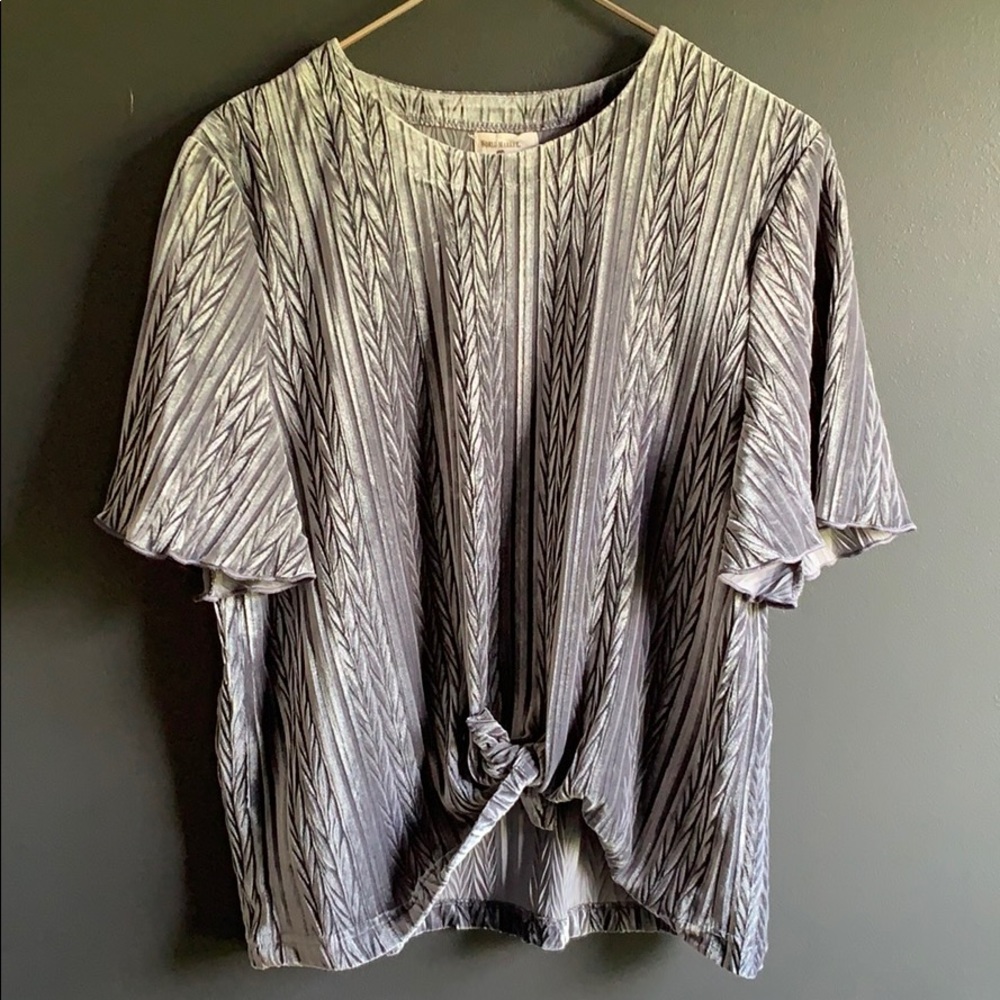 World Market Velvet Grey Short Sleeve Blouse